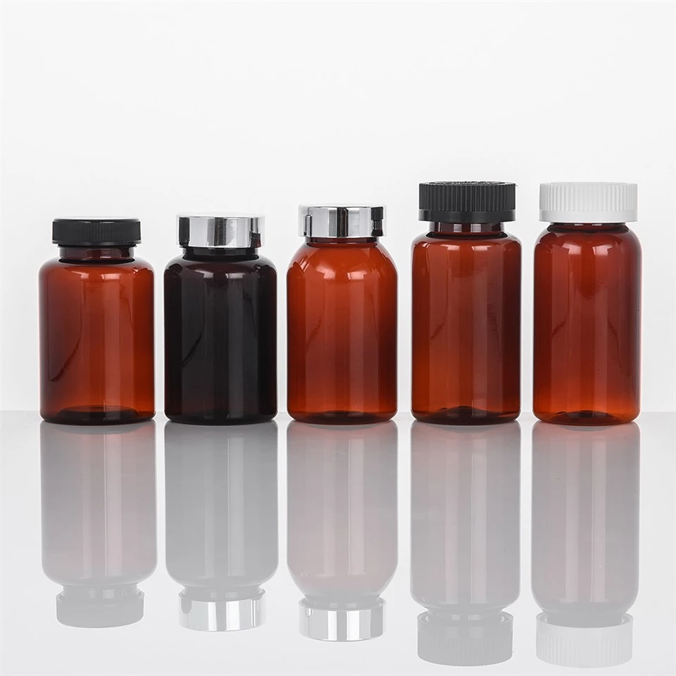 Amber Plastic Bottle For Vitamins